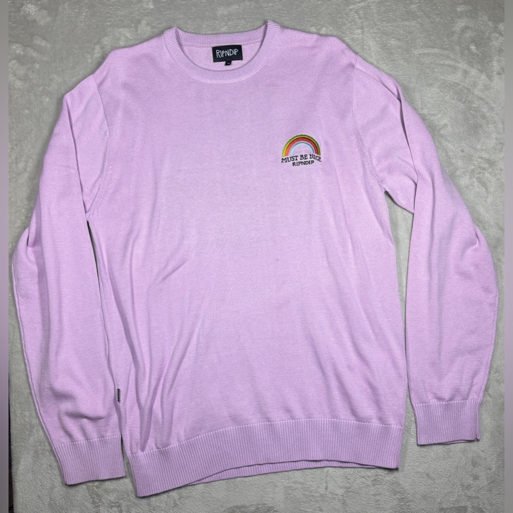 RIPNDIP My Little Nerm Knitted Rainbow Cat Unicorn Lavender Purple Sweater M - Picture 3 of 16
